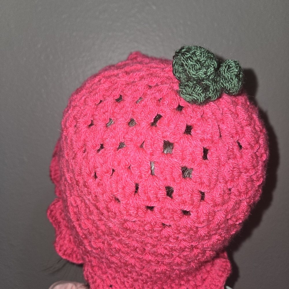 Girl's Raspberry Crochet Bucket Hat - Picture 15 of 15